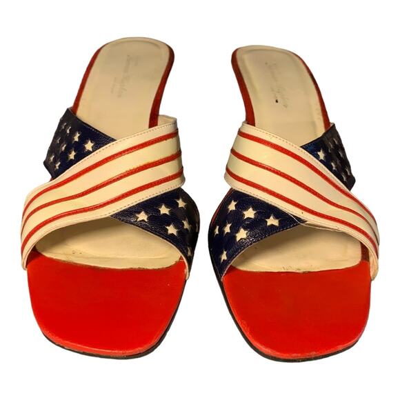 Vintage Norman Kaplan Vegas Women's American Flag Heels 10 - Picture 4 of 12